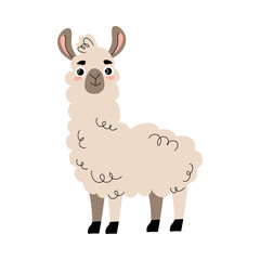 Cute Llama with Hoof and Wooly Coat as Farm Animal Vector Illustration
