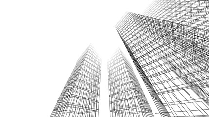 Fototapeta premium modern office buildings 3d rendering