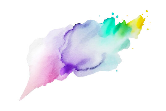 Colorful rainbow pastel watercolor drop on paper, paint splash isolated design element, color powder explosion AI generated image