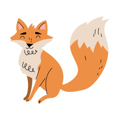 Cute Red Fox with Bushy Tail as Forest Animal Vector Illustration