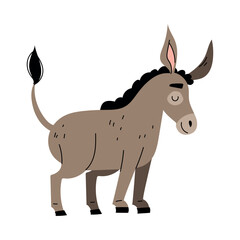 Cute Grey Donkey as Farm Animal Vector Illustration