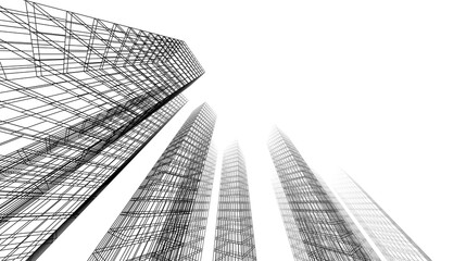Fototapeta premium modern office buildings 3d rendering