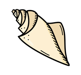 Seashell, single isolate on a white background. Vector illustration of a shell doodle sketch.