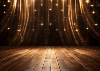 Brown curtains theater scene stage backdrop. Curtain with space for copy. show background performance concert., Theater background, Empty scene with a red curtain, AI generative