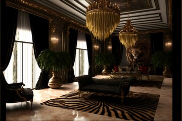 Exploring A exoticly expensive room in a mansion full of envy  - obrazy, fototapety, plakaty