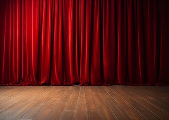 Red curtains theater scene stage backdrop. Curtain with space for copy. show background performance concert., Theater background, Empty scene with a red curtain, AI generative