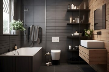Obraz na płótnie Canvas modern bathroom with tiles