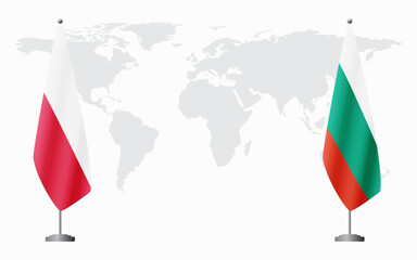 Poland and Bulgaria flags for official meeting