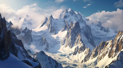 Fototapeta na wymiar Landscape of mountains with glaciers. Generative ai image.