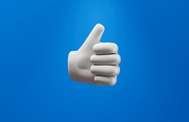 Thumbs UP 3D Emoji Over Blue Background