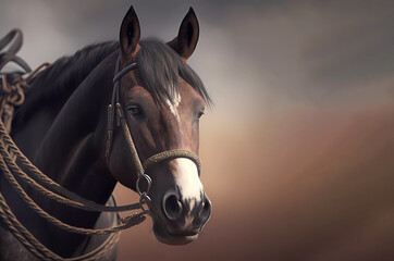 Obraz premium Horse. Horse on a brown background. AI generated