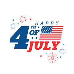 Happy 4th of July greeting card vector illustration. logo typography on white background..