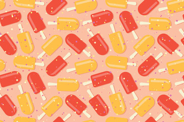 summer colorful seamless pattern with ice creams- vector illustration