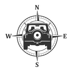 Off Road Compass Illustration Clip Art Design Shape. All Terrain 4x4 Silhouette Icon Vector. © josepperianes