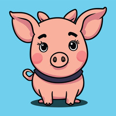 Happy and Cute baby pig cartoon smiling at you