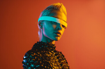 Representation of a bionic super human with advanced technology parts