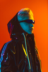 Representation of a bionic super human with advanced technology parts