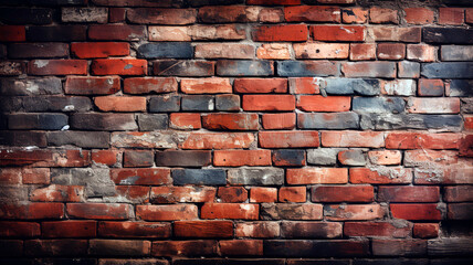 Grunge red brick wall textured background.