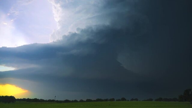 A Supercell Thunderstorm Moves Over Tornado Alley During An Outbreak of Severe Storms