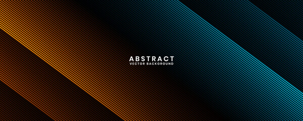 3D orange blue techno abstract background overlap layer on dark space with glowing lines decoration. Modern graphic design element future style concept for banner, flyer, card, or brochure cover