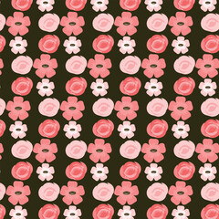 seamless floral pattern with colorful wild flowers on mirror reflecting blue sky