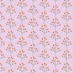 seamless floral pattern with colorful wild flowers on mirror reflecting blue sky