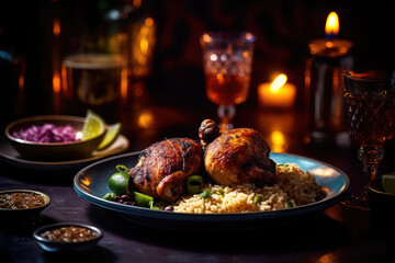 
Gorgeous photo of Jerk chicken, Rice and beans, plantains