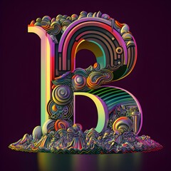 the letter A in the form of psychedelic 3D typography5 filled with 3D Mandelbrot collective elements1 very complex structures top light communist volumetric light octine renderer2 