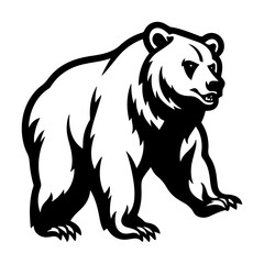 Obraz premium Bear black outline art. Wild animal mascot vector illustration.