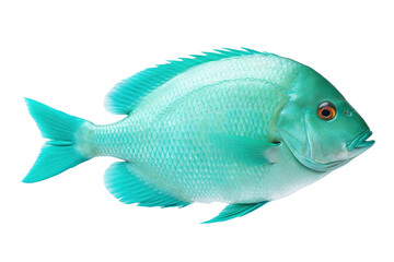 Turquoise Tidal fish. Transparent background. generative AI