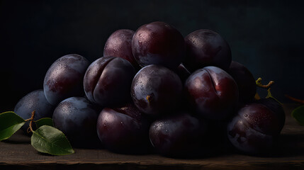 Fototapeta premium A Cluster of Plums in a Deep Purple Hue Arranged Artistically