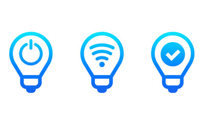 smart led light bulbs icons set