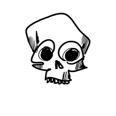Hand drawn skull (black pencil, transparent)