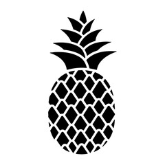 Vector black silhouette of a pineapple isolated on a white