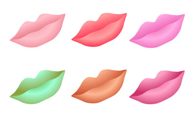 Multicolored lips isolated on white background. Vector illustration for design.