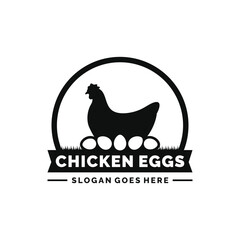 Fototapeta na wymiar Chicken eggs farm logo design vector