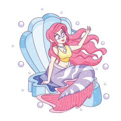 Vector Cartoon Mermaid Character isolated illustration