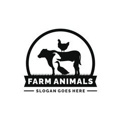 Farm animals logo design vector. Livestock logo vector