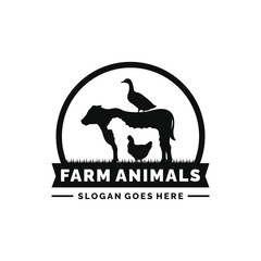 Farm animals logo design vector. Livestock logo vector