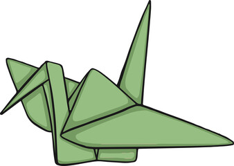 green origami bird