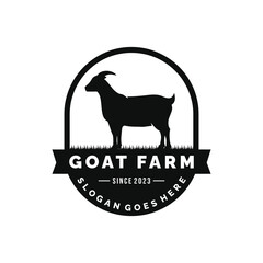 Goat farm logo design vector illustration. Livestock logo vector