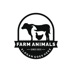 Farm animals logo design vector. Livestock logo vector