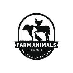 Farm animals logo design vector. Livestock logo vector