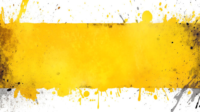 Yellow banner paint splashes background transparent isolated - Generative AI