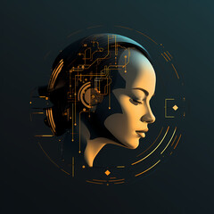 Futuristic representation of AI incorporated into a logo design, generative ai.