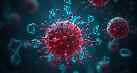an image of virus and virus particles Generative AI