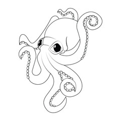 Vector Cartoon Octopus Character isolated illustration