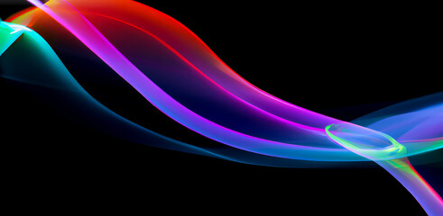 Fototapeta premium High-speed light trails effect. Futuristic dynamic motion technology. Neon color glowing lines background. Post-processed generative AI