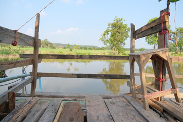 wooden bridge over river