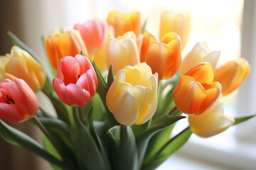 Tulip. beautiful bouquet of tulips. colorful tulips